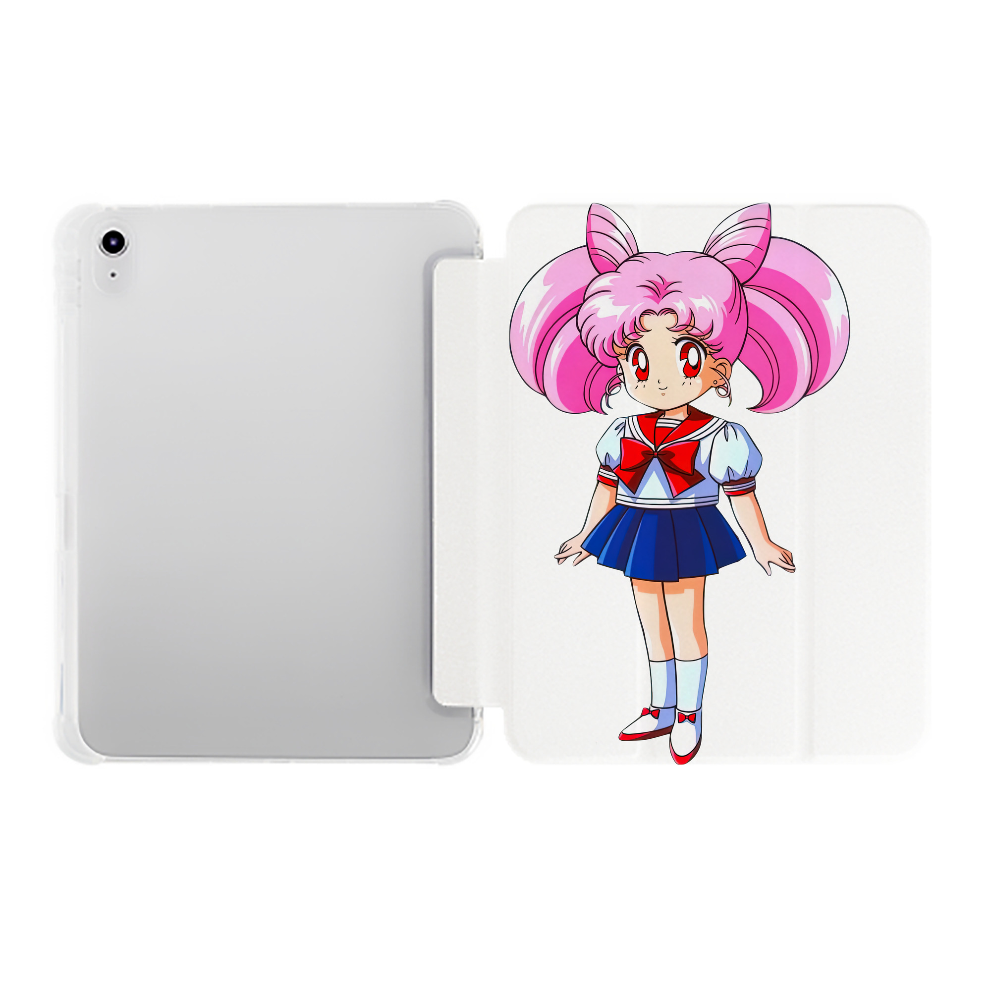 （画像用） 美少女戦士セーラームーン ちびうさ Sailor Moon Chibiusa Tsukino Usagi Small Lady Serenity IPad ケース ペン収納付き 三つ折りスタンド PUレザー×シリコン 対応機種9.5/10.5/10.9インチ
